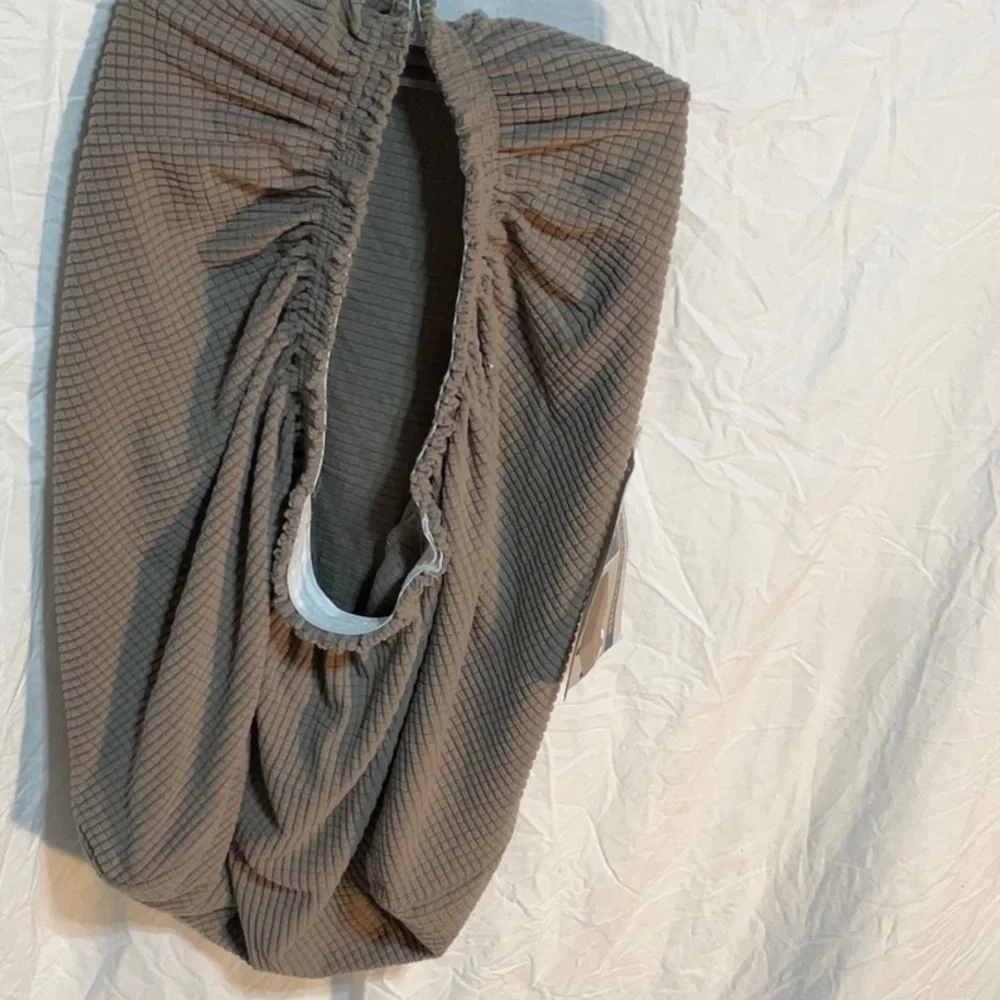 Cozy Brown Waffle Knit Ottoman Cover
